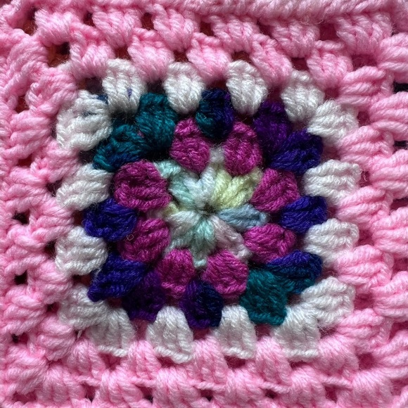 Large Granny Square Crochet Blanket Knit Quilt Handmade Boho 75 X 92 - Picture 11 of 14